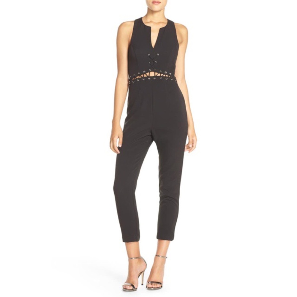 Adelyn Rae Black Cutout Sleeveless Jumpsuit SZ XS